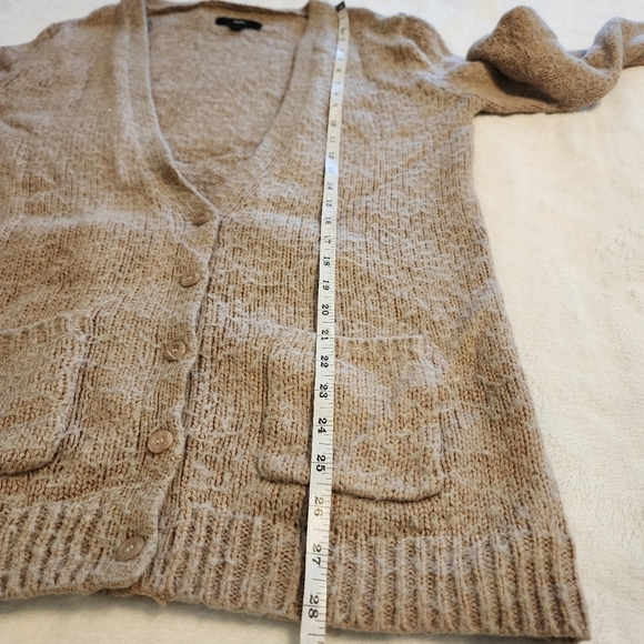 Mossimo Open Front Button Cardigan Sweater Khaki Cream Long Sleeve Sweater - Picture 12 of 13